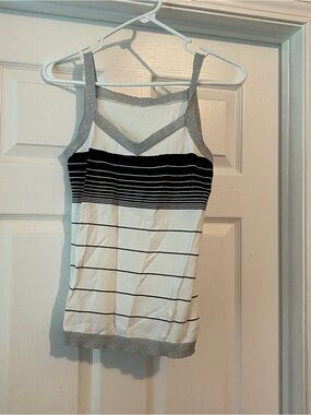 Striped Knit Tank Top - White & Black